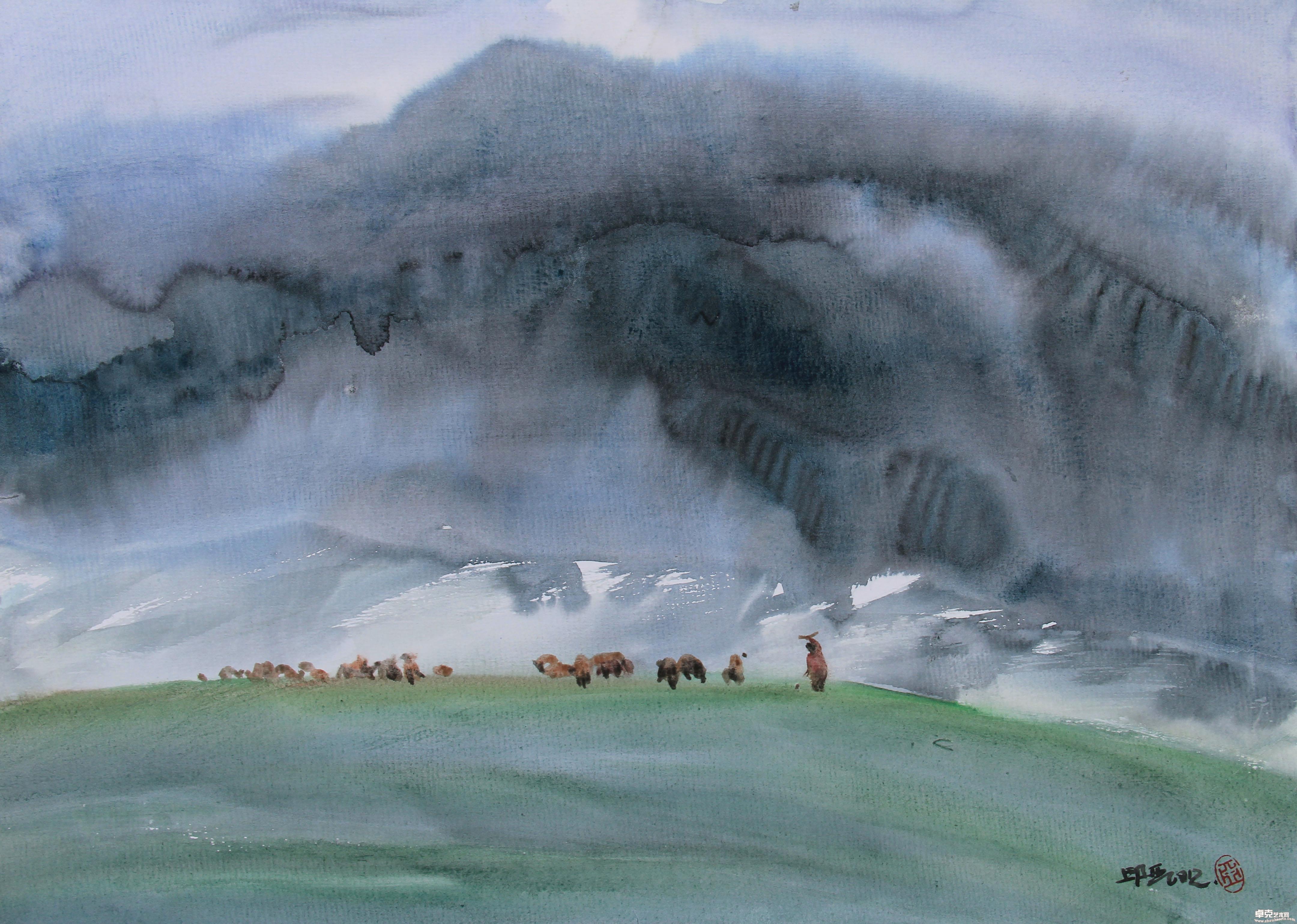 《山脚下》39x56cm