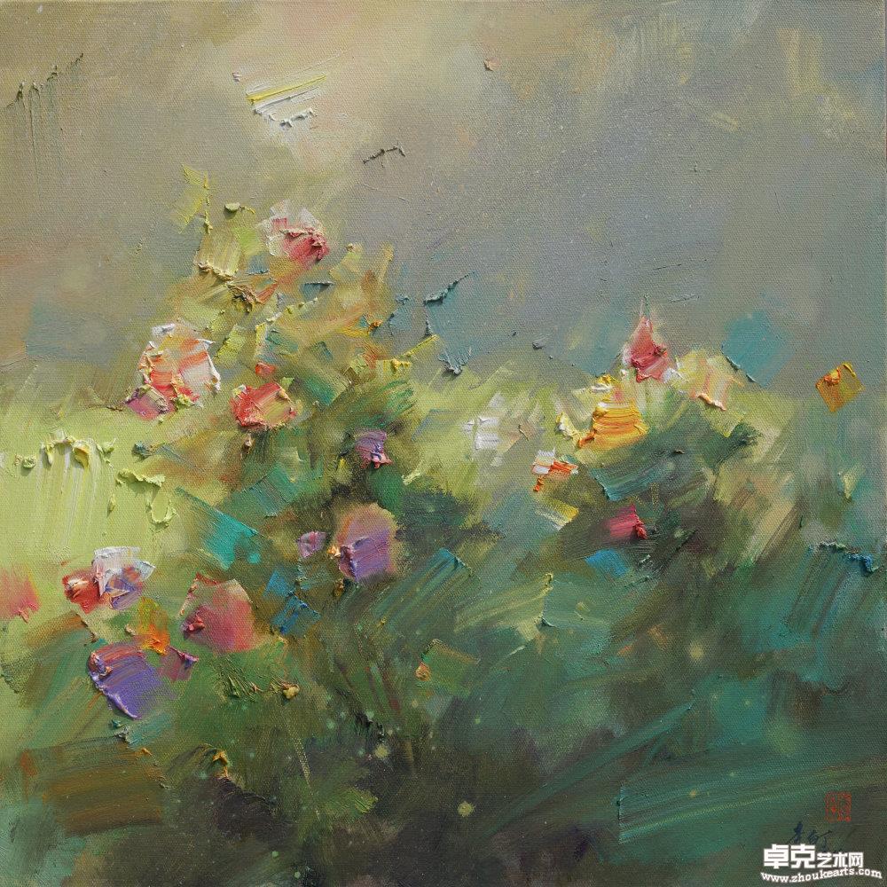 《晨雾中的玫瑰》60cmx60cm