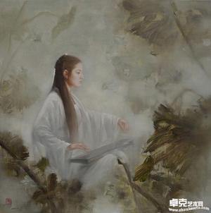 何达油画《清新一曲》 