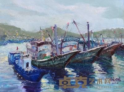 商远 渔港石塘 60×80cm