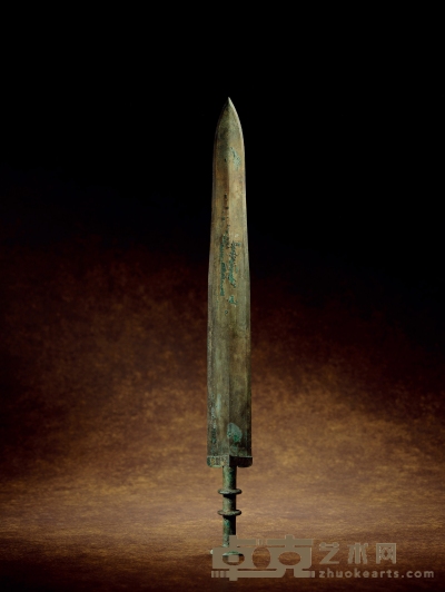 战国 青铜错金银越王旨殹（不光）剑 长49.5cm