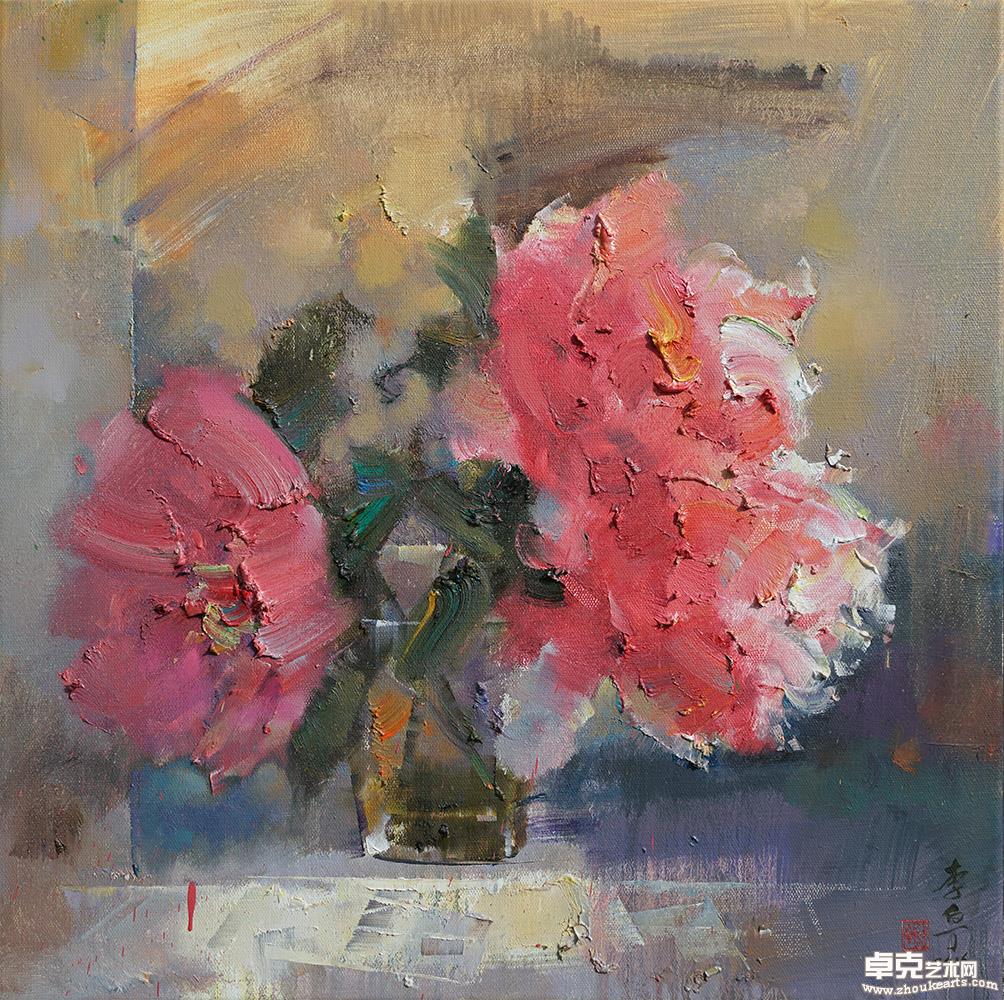 《杯中牡丹》60cmx60cm