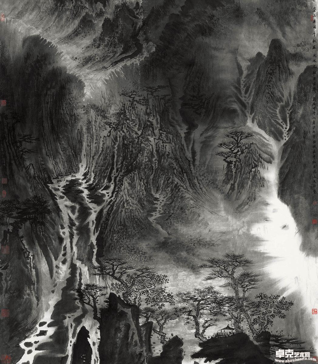 崇山有阁千秋画 流水无弦万古琴 195x175cm 