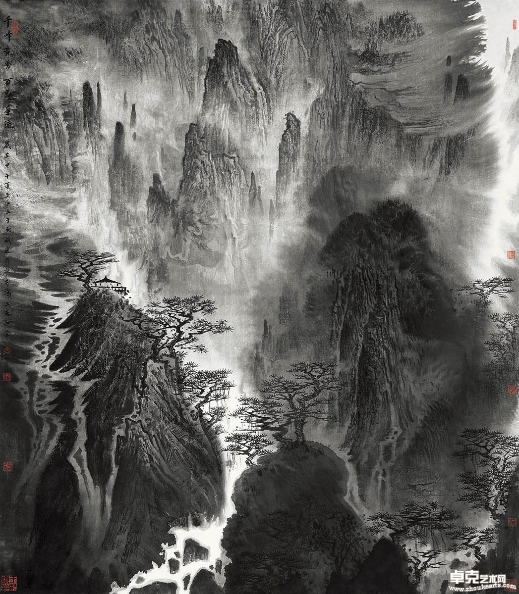 千峰竞秀 万壑争流 195x175cm 