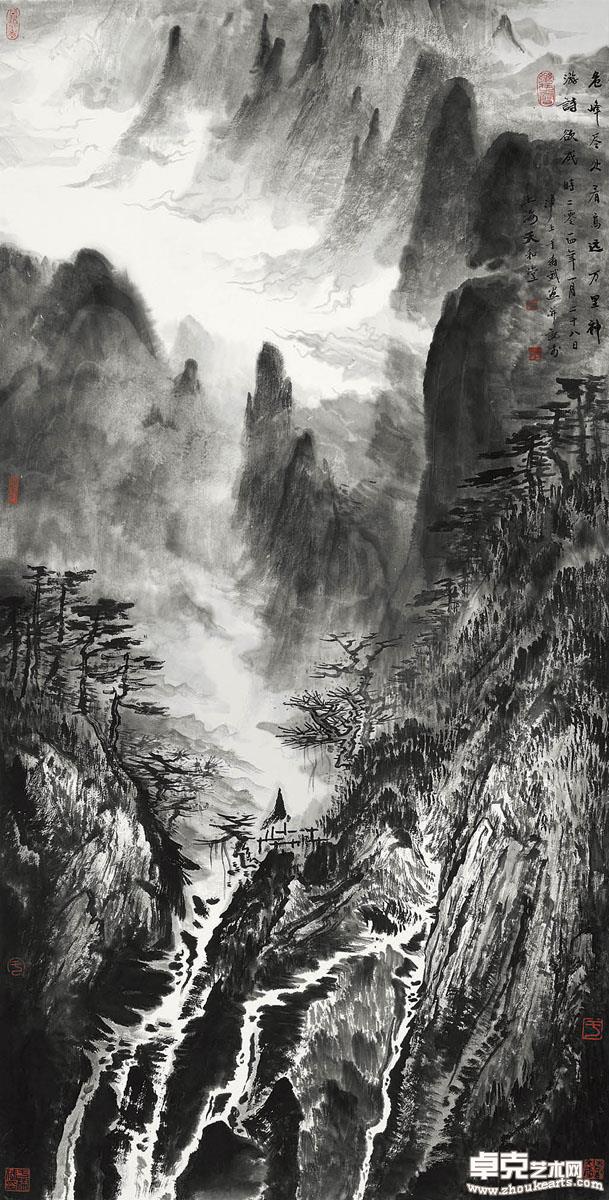 危峰尽处看高远 万里神游诗欲成 138x69cm 