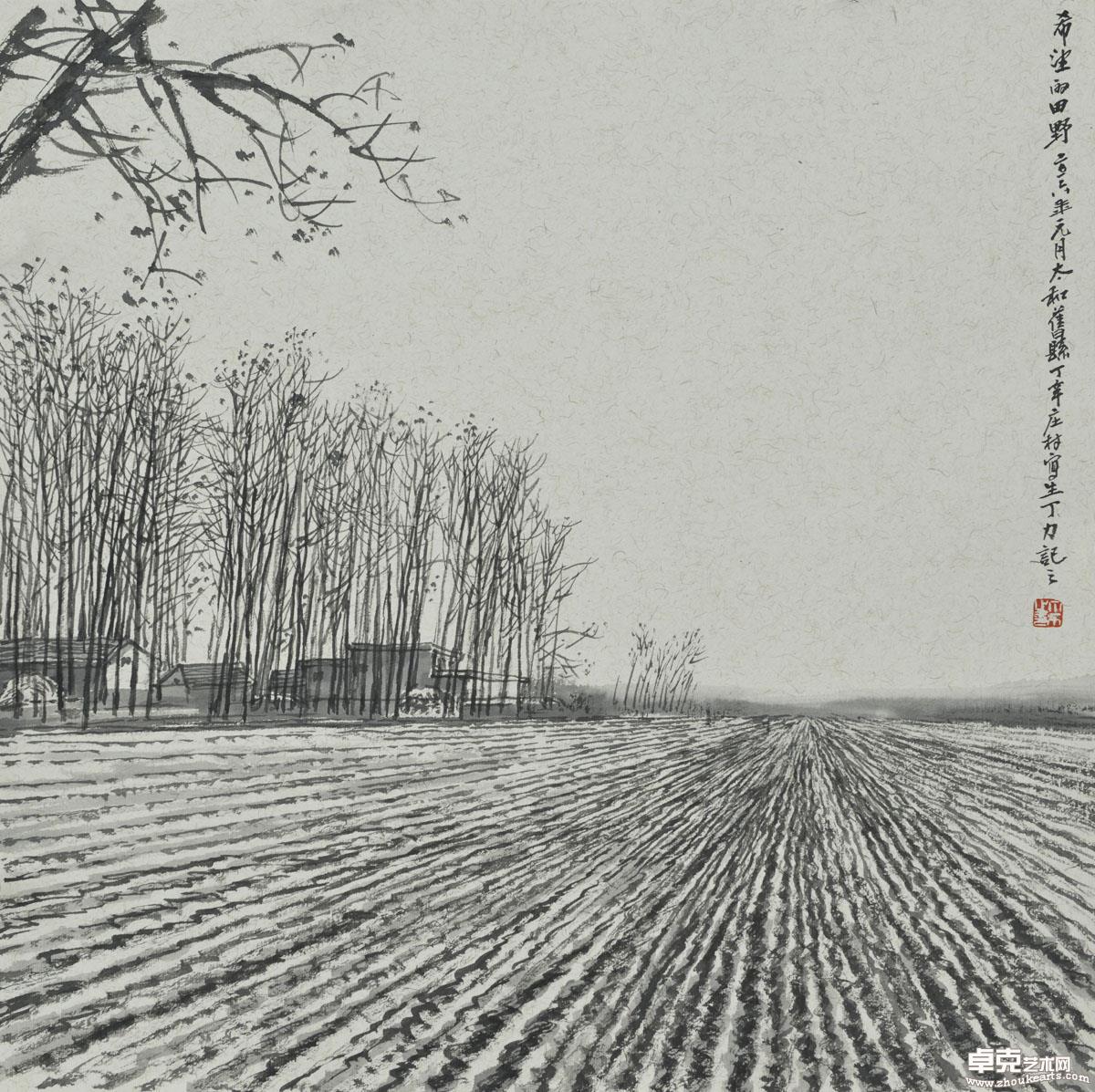《平原初雪》皖北农村写生之九