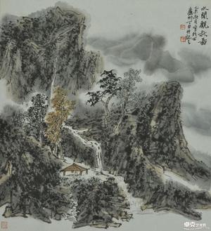 水阁观秋图