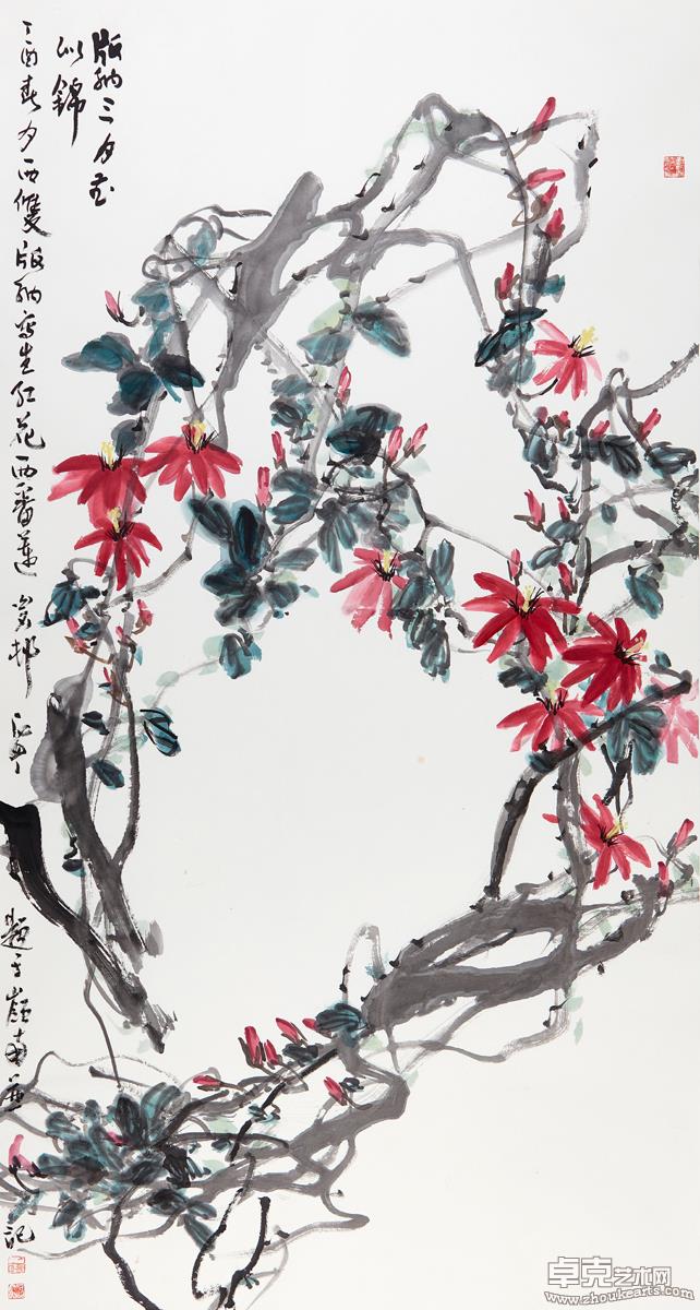 版纳三月春似锦（红花西番莲）181X97 cm