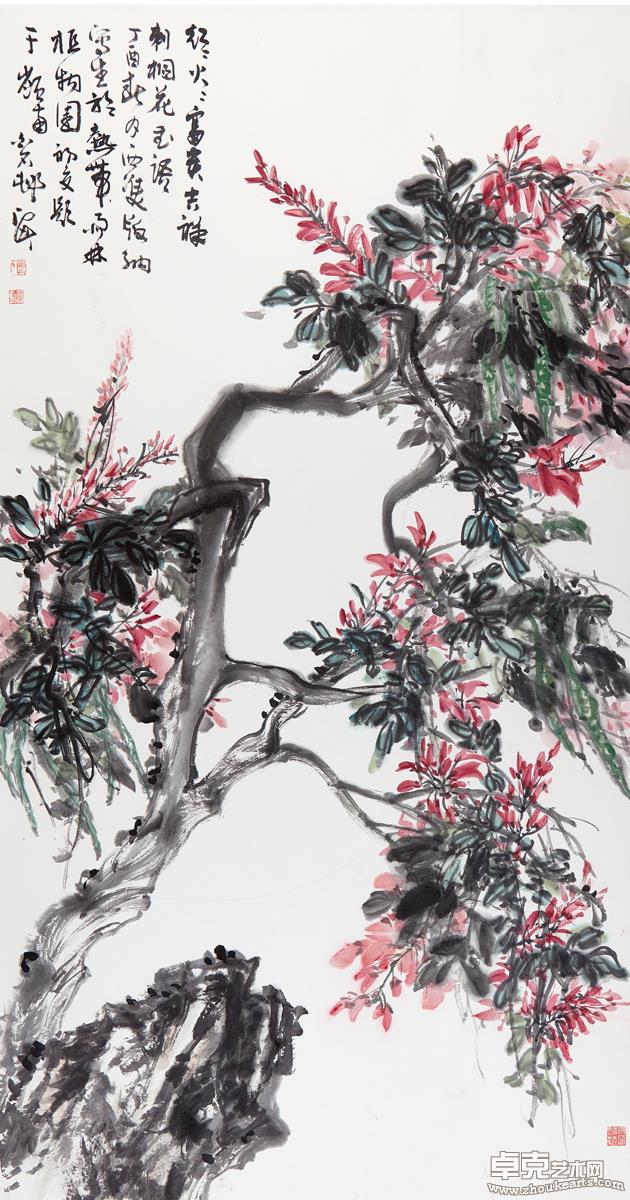  红红火火富贵吉祥（刺桐花）181X97 cm