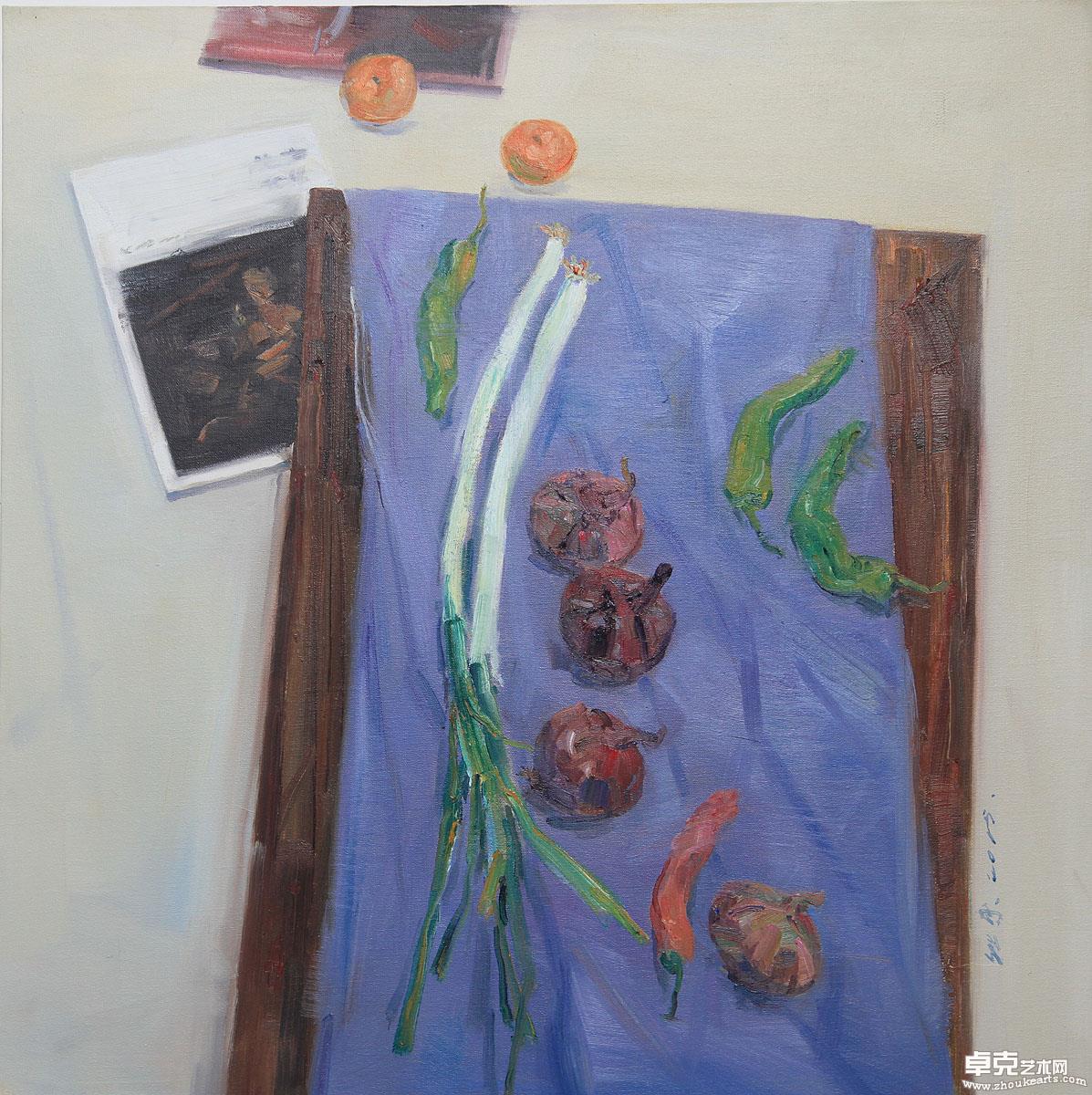 《有书的静物》80x80cm