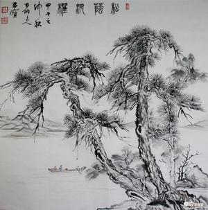 松阴泛棹图