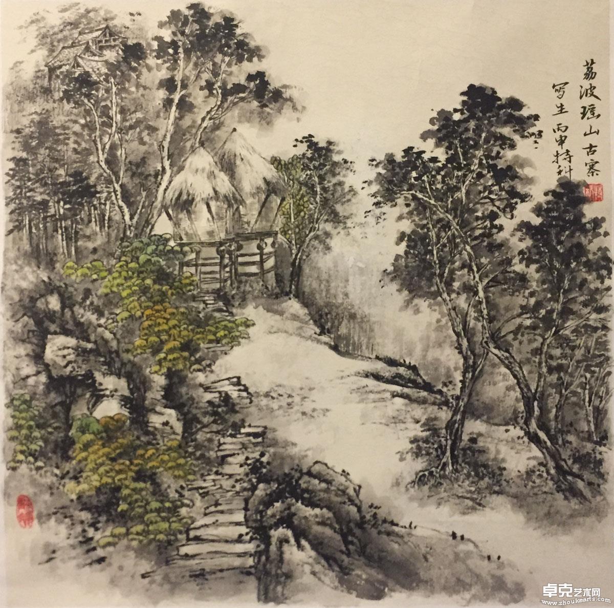 黔东南写生之三：瑶山古寨69x69cm.